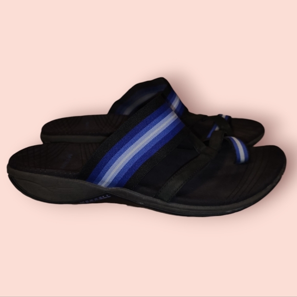 Merrell Zinnia Strappy Toe Sandals Black/ Blue Casual Comfort Walking Outdoors 9 - Picture 2 of 4